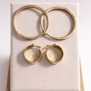 2 Pairs of Gold Stamped Vintage Hoop Earrings